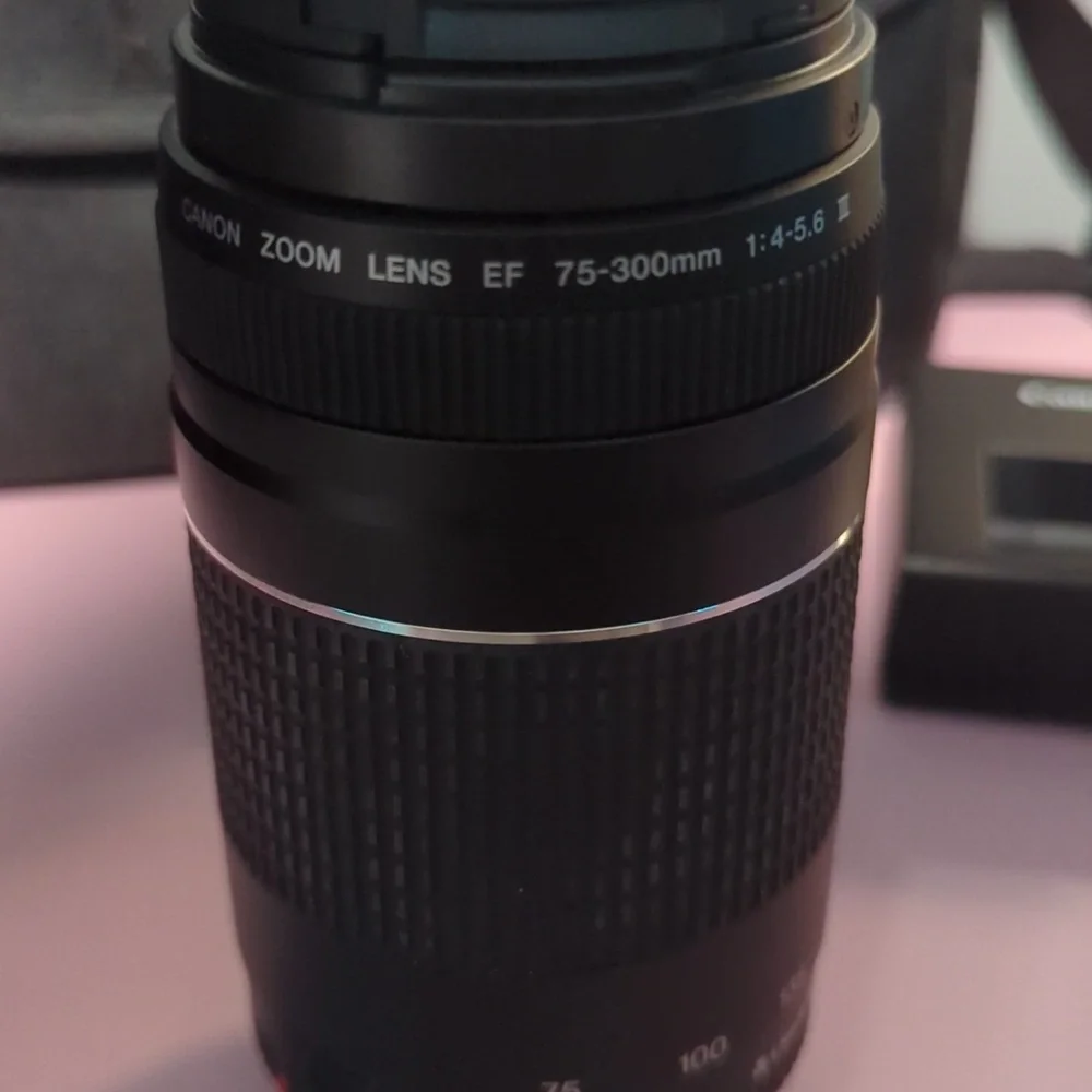 Canon Rebel T7 Dslr Video Two Lens Kit W/ Ef-s 18-55mm & Ef 75-300mm Lens, Black